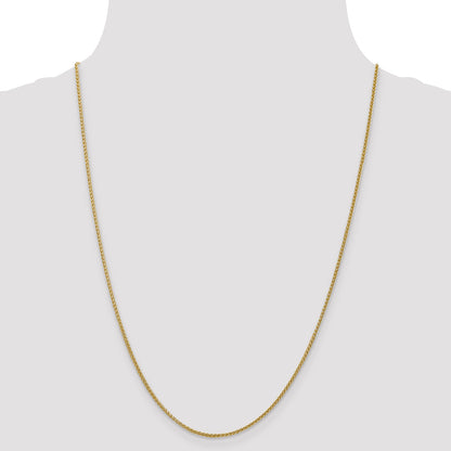 14K Yellow Gold 24 Inch 1.55mm Semi-Solid Wheat With Lobster Clasp Chain Necklace