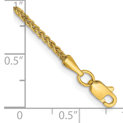 14K Yellow Gold 10 inch 1.55mm Semi-Solid Wheat with Lobster Clasp Anklet