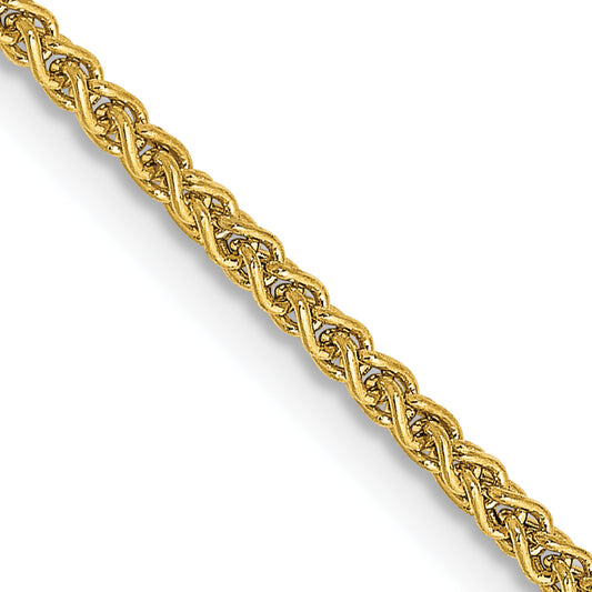 14K Yellow Gold 16 inch 1.55mm Semi-Solid Wheat with Lobster Clasp Chain Necklace