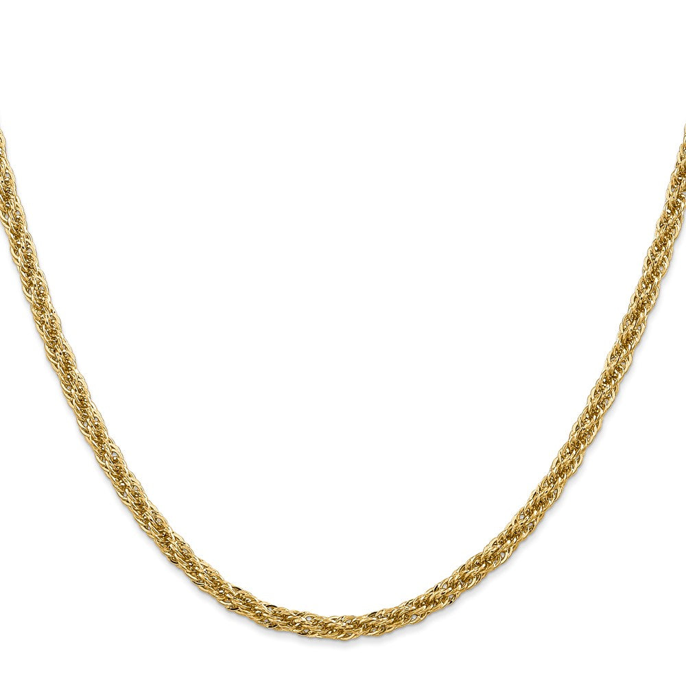 14K Yellow Gold 3.3mm Diamond-Cut Semi Solid With Lobster Clasp Chain Necklace
