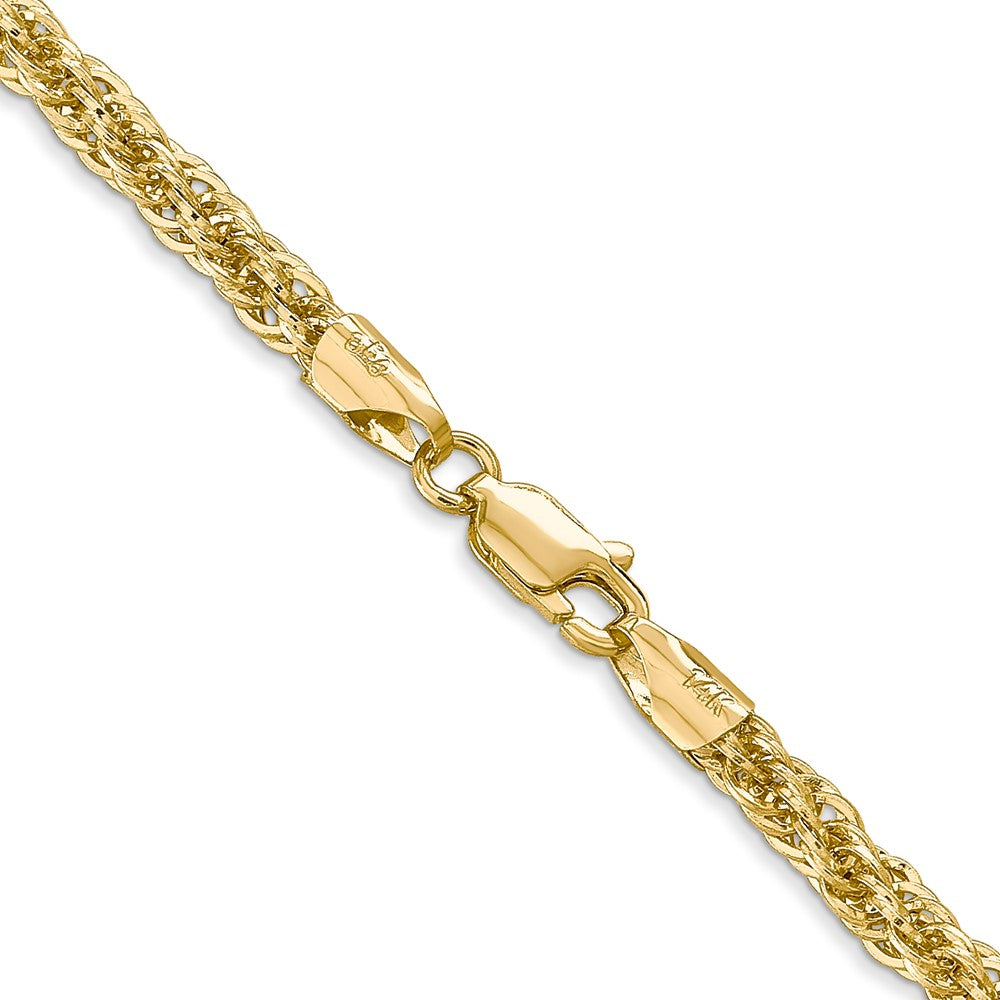 14K Yellow Gold 3.3mm Diamond-Cut Semi Solid With Lobster Clasp Chain Necklace