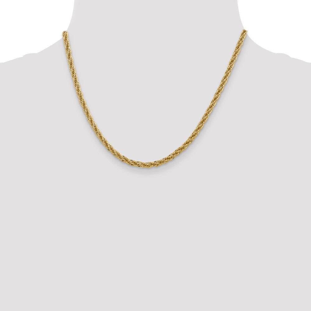 14K Yellow Gold 3.3mm Diamond-Cut Semi Solid With Lobster Clasp Chain Necklace