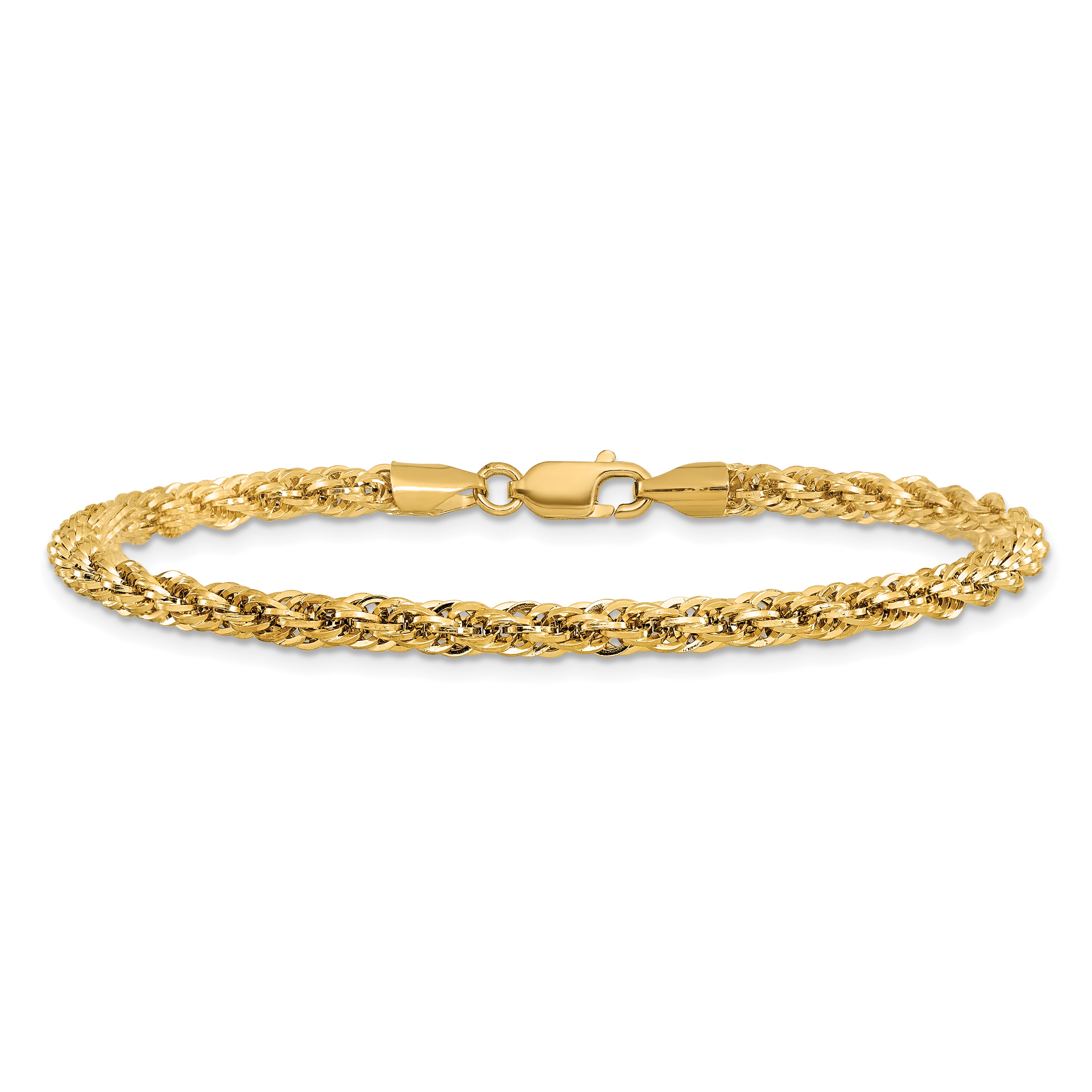 14k Yellow Gold 7 inch 3.3mm Diamond-cut Semi Solid with Lobster Clasp Chain