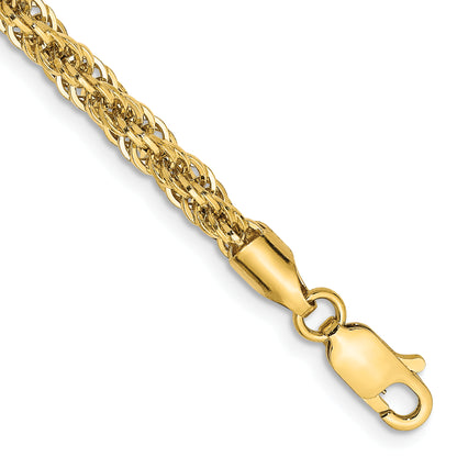 14k Yellow Gold 7 inch 3.3mm Diamond-cut Semi Solid with Lobster Clasp Chain