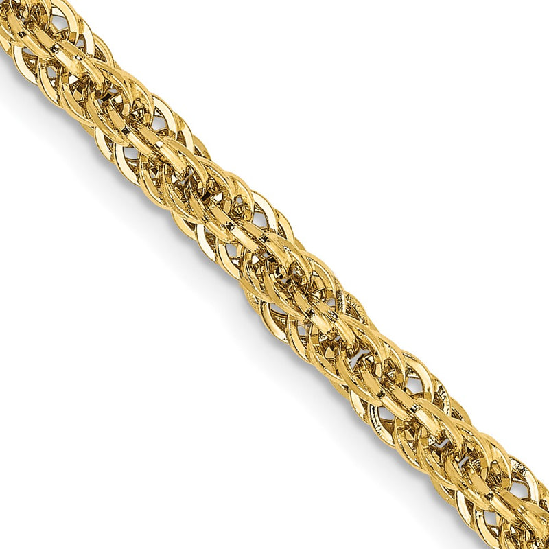 14K Yellow Gold 18 Inch 3.3mm Diamond-Cut Semi Solid With Lobster Clasp Chain Necklace