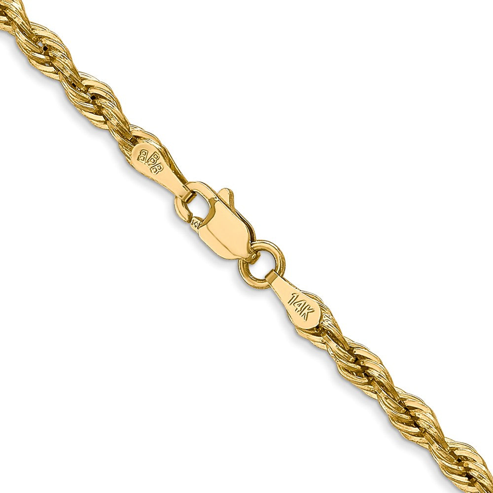 14K Yellow Gold 3mm Semi Solid Rope With Lobster Clasp Chain Necklace