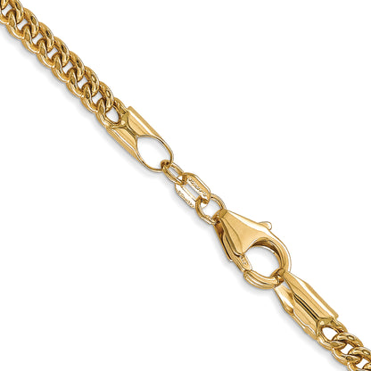 14K Yellow Gold 20 Inch 3mm Semi-Solid Franco With Fancy Lobster Clasp Chain