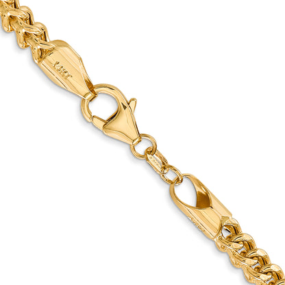 14K Yellow Gold 26 Inch 3.7mm Semi-Solid Franco With Fancy Lobster Clasp Chain