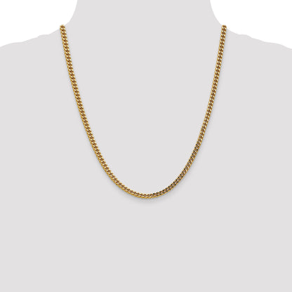 14K Yellow Gold 22 Inch 3.7mm Semi-Solid Franco With Fancy Lobster Clasp Chain