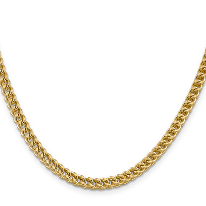 14K Yellow Gold 24 Inch 4.5mm Semi-Solid Franco With Fancy Lobster Clasp Chain