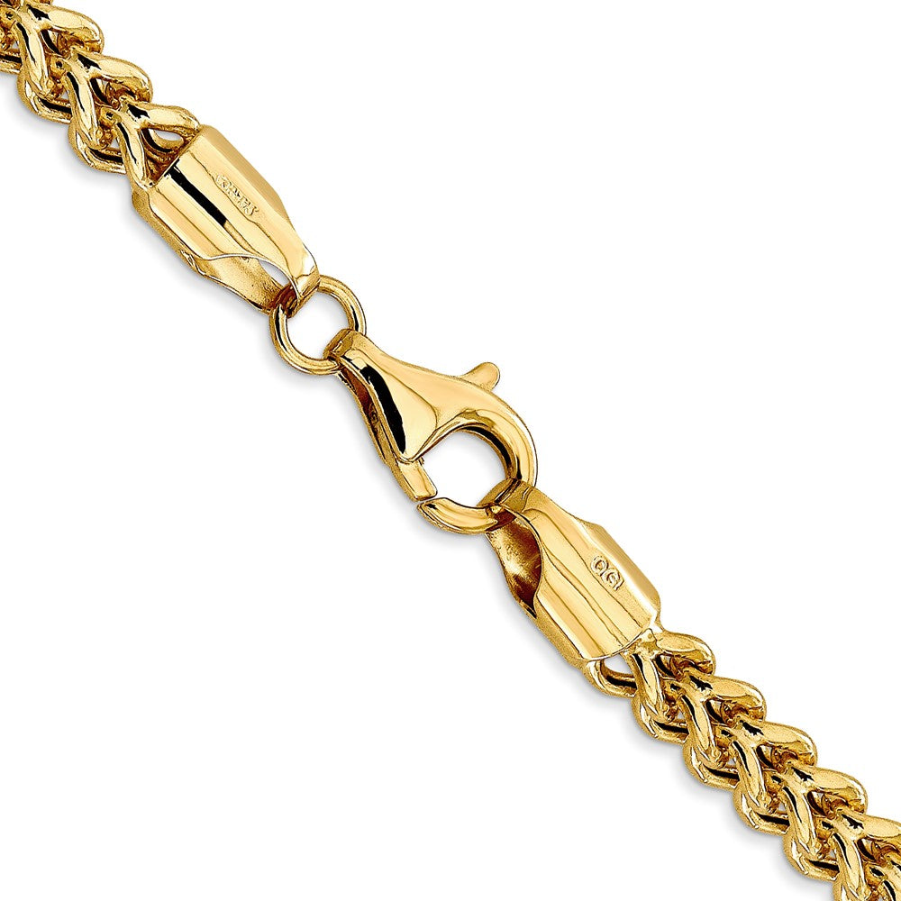 14K Yellow Gold 4.5mm Semi-Solid Franco With Fancy Lobster Clasp Chain Necklace