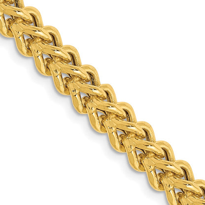 14K Yellow Gold 4.5mm Semi-Solid Franco With Fancy Lobster Clasp Chain Necklace