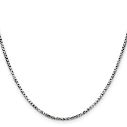 14K White Gold 16 inch 1.75mm Semi-Solid Round Box with Lobster Clasp Chain Necklace