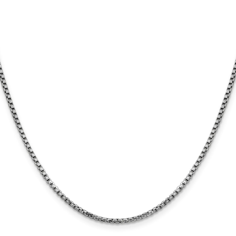 14K White Gold 28 Inch 1.75mm Semi-Solid Round Box With Lobster Clasp Chain Necklace