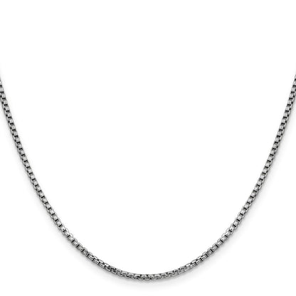 14K White Gold 28 Inch 1.75mm Semi-Solid Round Box With Lobster Clasp Chain Necklace