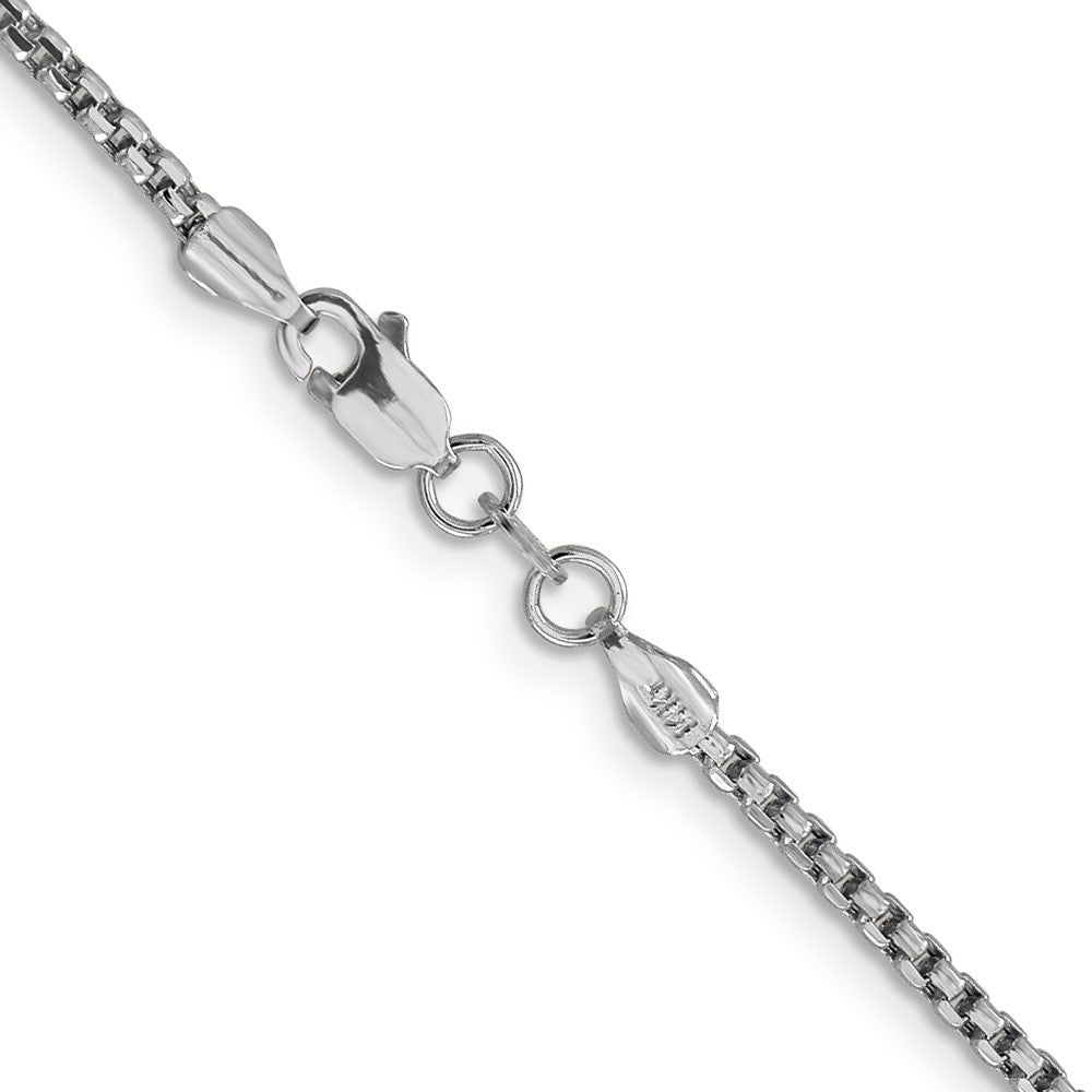 14K White Gold 28 Inch 1.75mm Semi-Solid Round Box With Lobster Clasp Chain Necklace