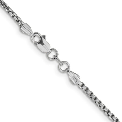 14K White Gold 28 Inch 1.75mm Semi-Solid Round Box With Lobster Clasp Chain Necklace