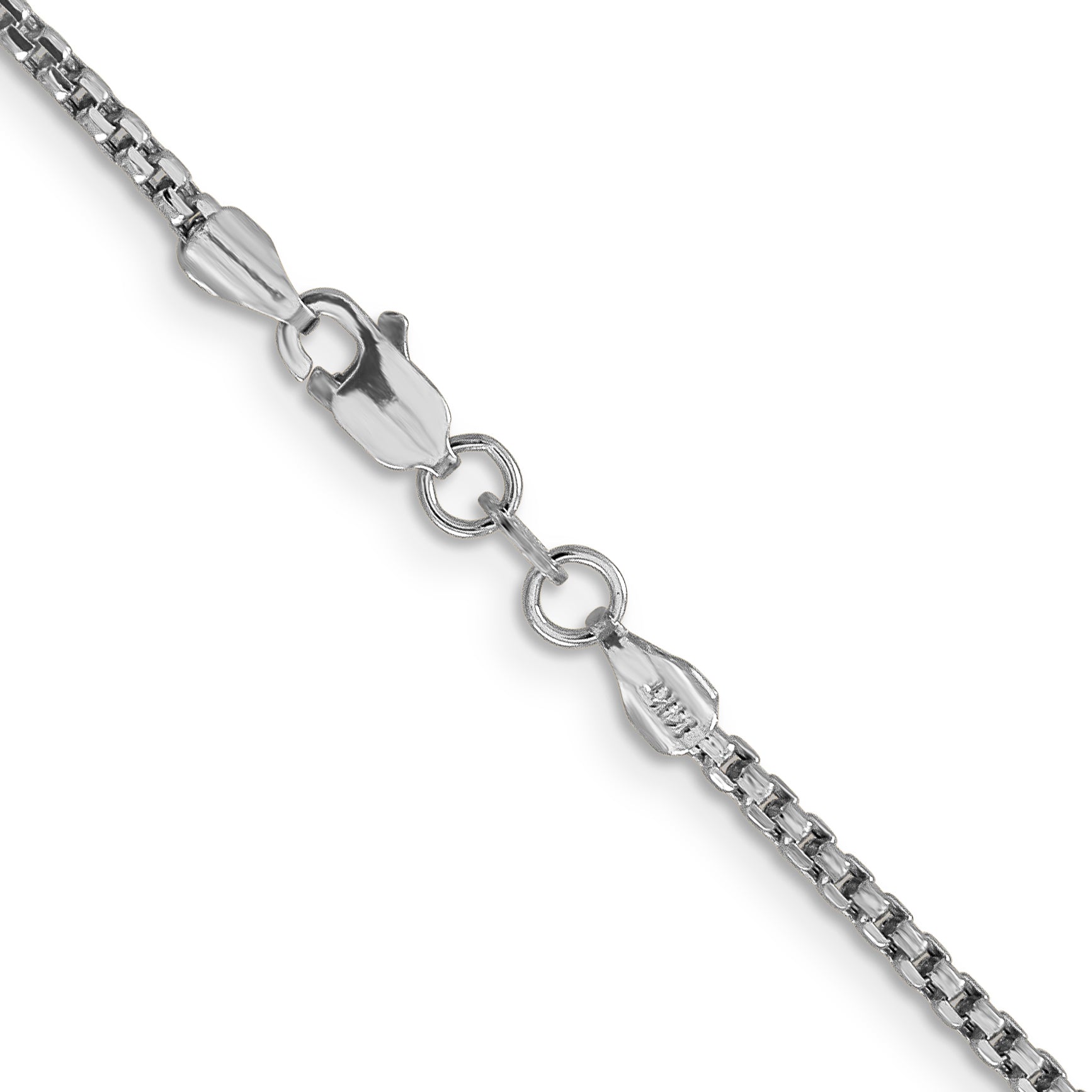 14K White Gold 16 inch 1.75mm Semi-Solid Round Box with Lobster Clasp Chain Necklace