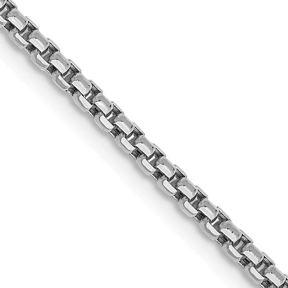 14K White Gold 28 Inch 1.75mm Semi-Solid Round Box With Lobster Clasp Chain Necklace