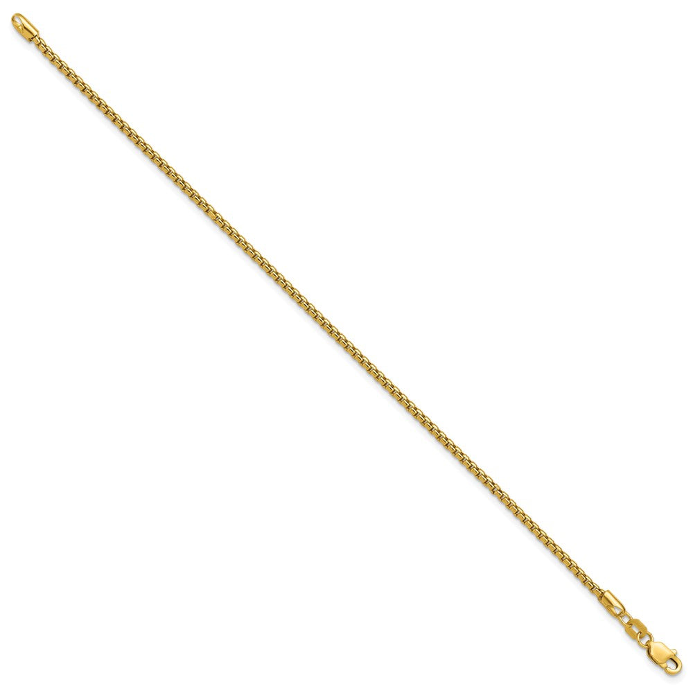 14K Yellow Gold 7 inch 1.75mm Semi-Solid Round Box with Lobster Clasp Bracelet