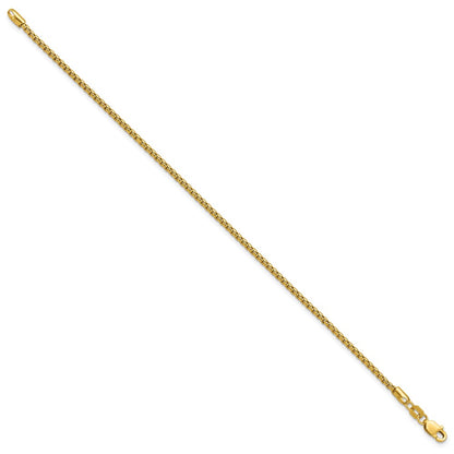 14K Yellow Gold 7 inch 1.75mm Semi-Solid Round Box with Lobster Clasp Bracelet