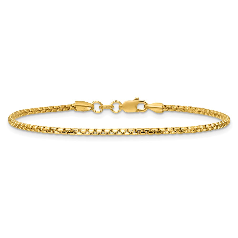 14K Yellow Gold 7 inch 1.75mm Semi-Solid Round Box with Lobster Clasp Bracelet