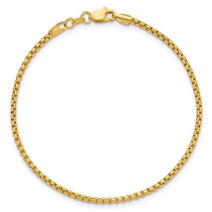14K Yellow Gold 7 inch 1.75mm Semi-Solid Round Box with Lobster Clasp Bracelet