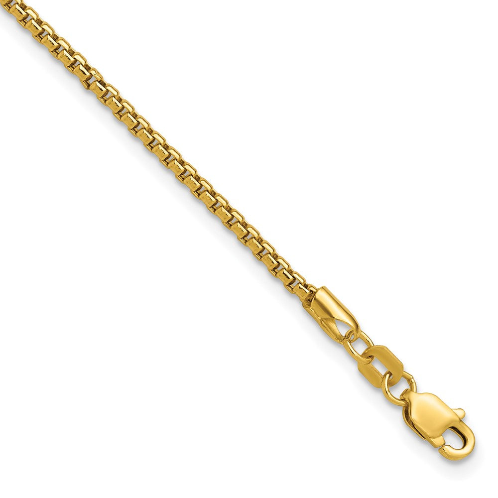 14K Yellow Gold 7 inch 1.75mm Semi-Solid Round Box with Lobster Clasp Bracelet