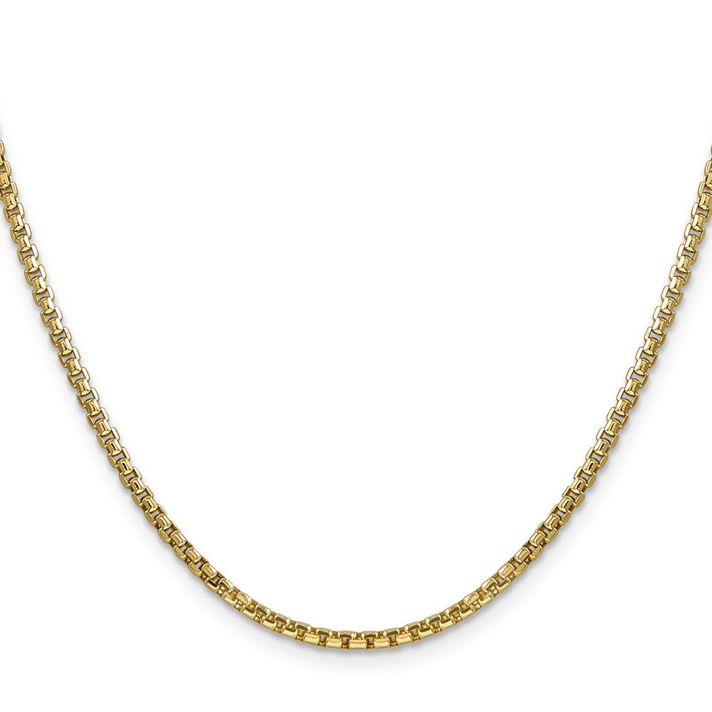 14K Yellow Gold 22 Inch 2.45mm Semi-Solid Round Box With Lobster Clasp Chain Necklace