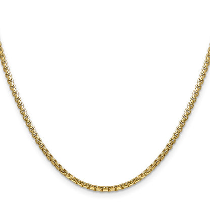14K Yellow Gold 22 Inch 2.45mm Semi-Solid Round Box With Lobster Clasp Chain Necklace