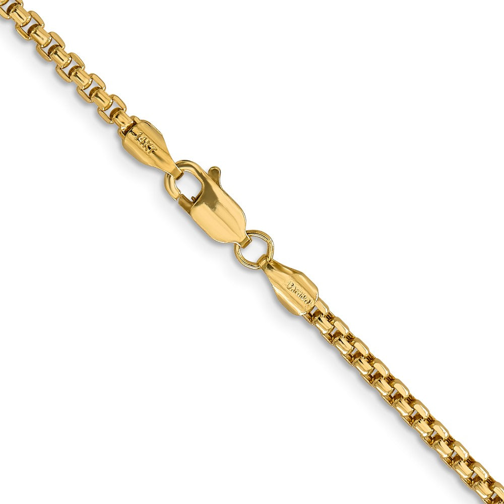 14K Yellow Gold 28 Inch 2.45mm Semi-Solid Round Box With Lobster Clasp Chain Necklace