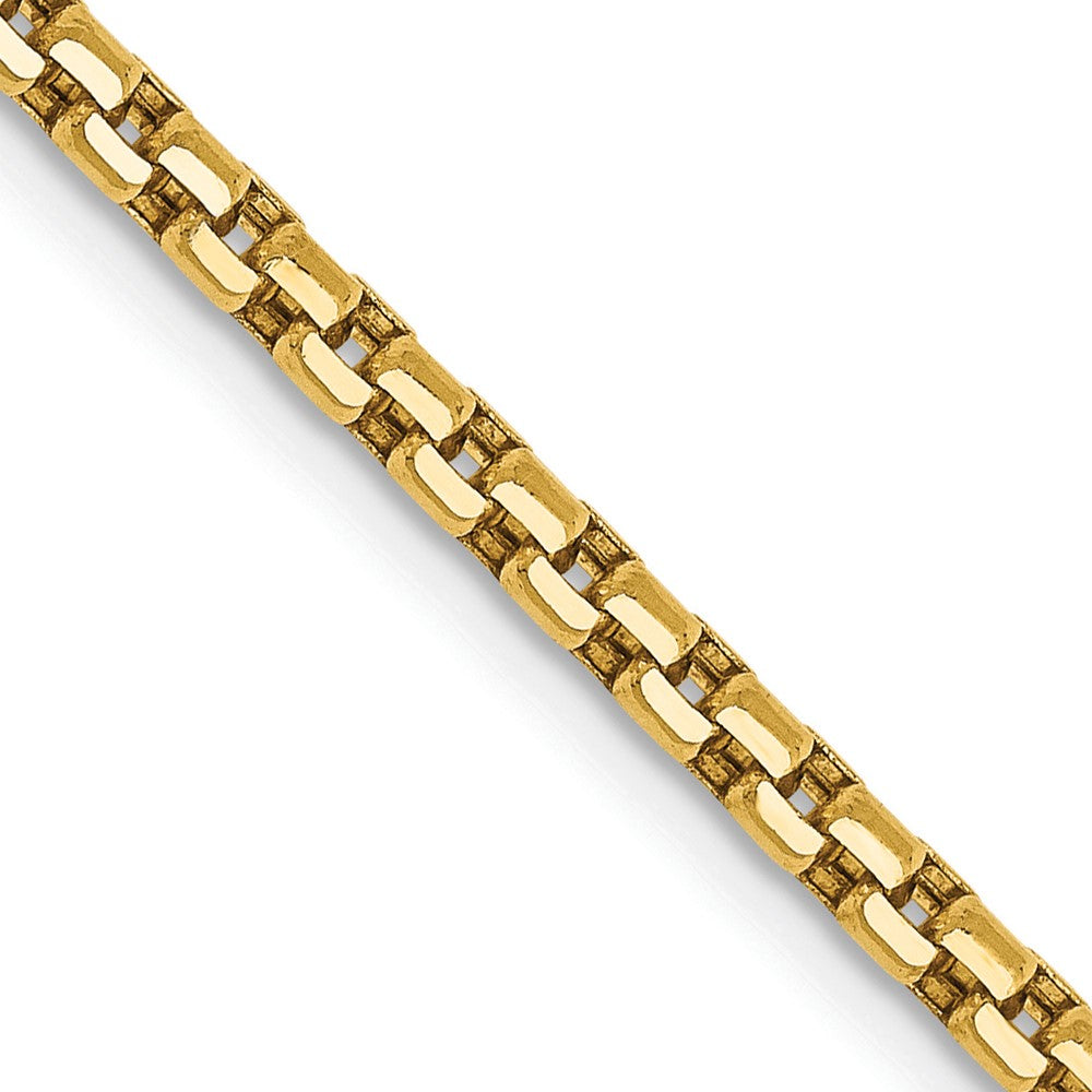 14K Yellow Gold 22 Inch 2.45mm Semi-Solid Round Box With Lobster Clasp Chain Necklace
