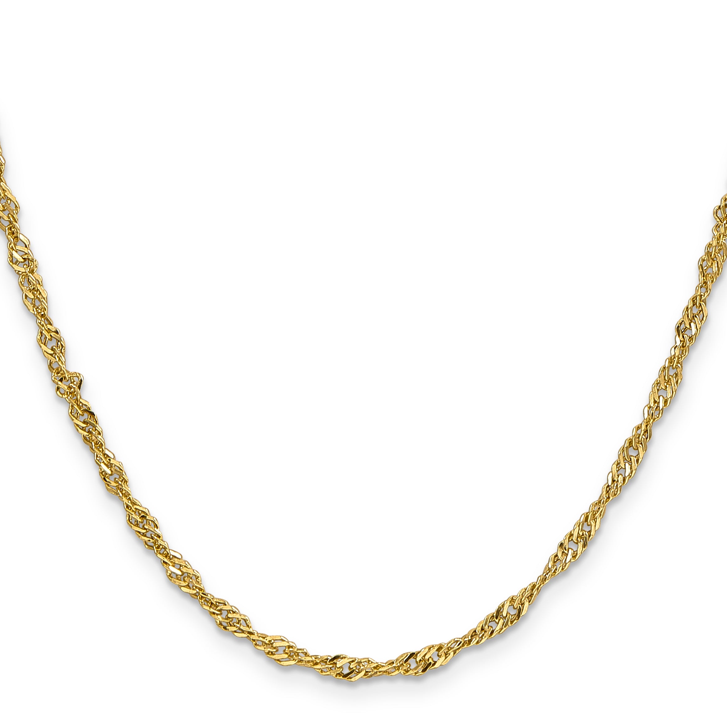 14K Yellow Gold 16 Inch 2.75mm Lightweight Singapore With Lobster Clasp Chain Necklace