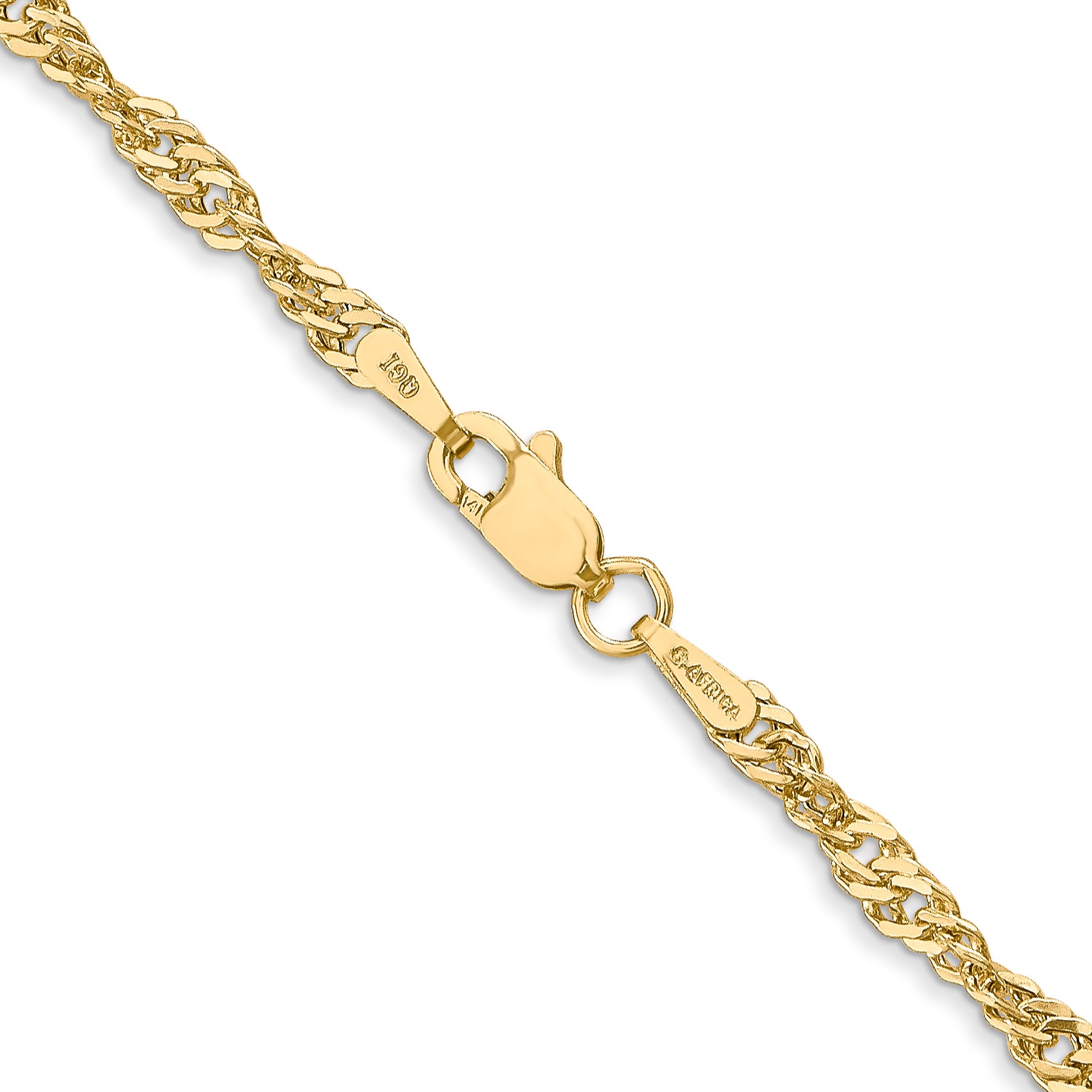 14K Yellow Gold 16 Inch 2.75mm Lightweight Singapore With Lobster Clasp Chain Necklace