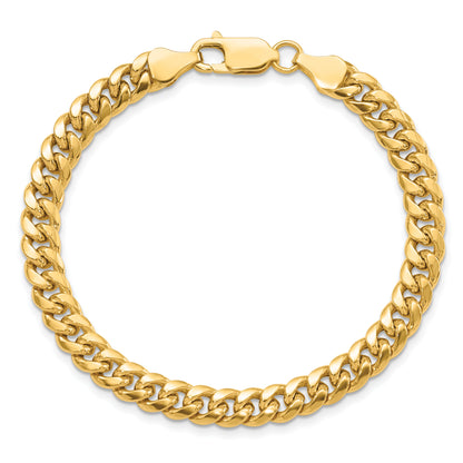 14K Yellow Gold 7 Inch 6mm Semi-Solid Miami Cuban With Lobster Clasp Bracelet