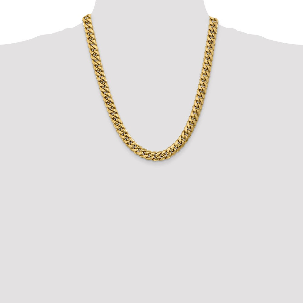 14k Yellow Gold 9.3mm Semi-Solid Miami Cuban Chain Necklace