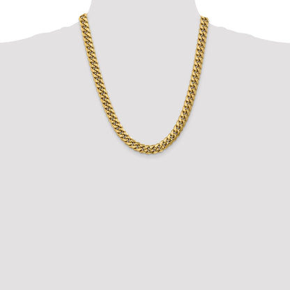14k Yellow Gold 9.3mm Semi-Solid Miami Cuban Chain Necklace