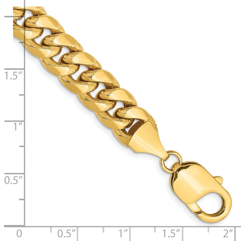 14K Yellow Gold 9.3mm Semi-Solid Miami Cuban With Lobster Clasp Chain Bracelet