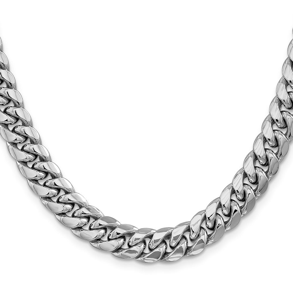 14k White Gold 9.3mm Semi-Solid Miami Cuban Chain Necklace