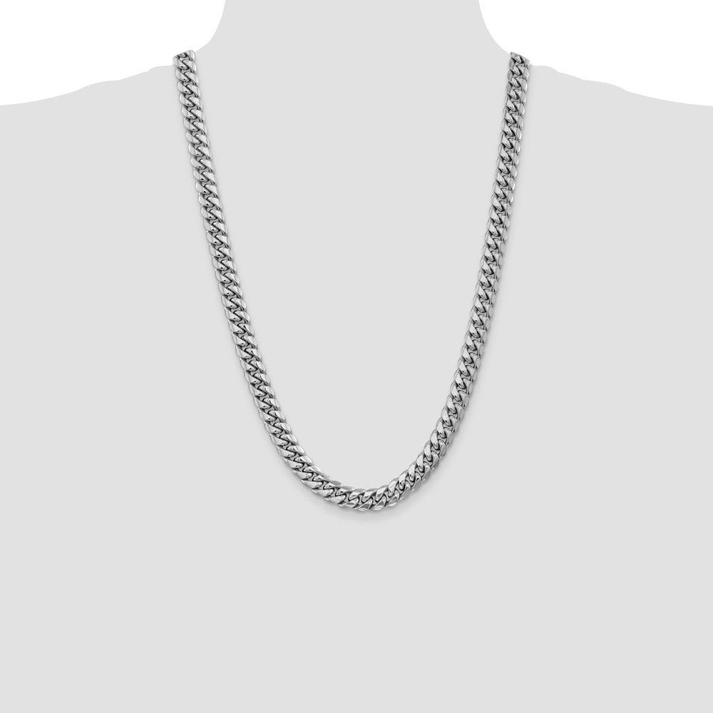 14k White Gold 9.3mm Semi-Solid Miami Cuban Chain Necklace