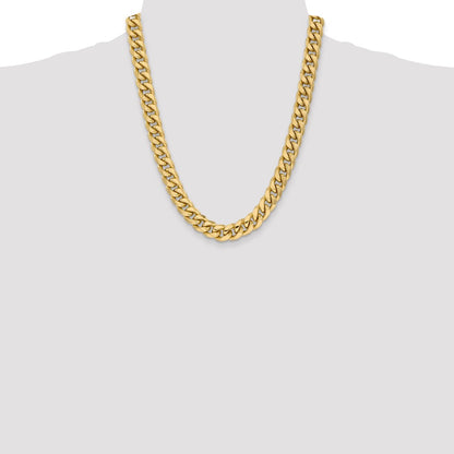 14k Yellow Gold 11mm Semi-Solid Miami Cuban Chain Necklace