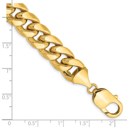14K Yellow Gold 9 Inch 11mm Semi-Solid Miami Cuban With Lobster Clasp Chain Bracelet