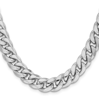 14k White Gold 11mm Semi-Solid Miami Cuban Chain Necklace