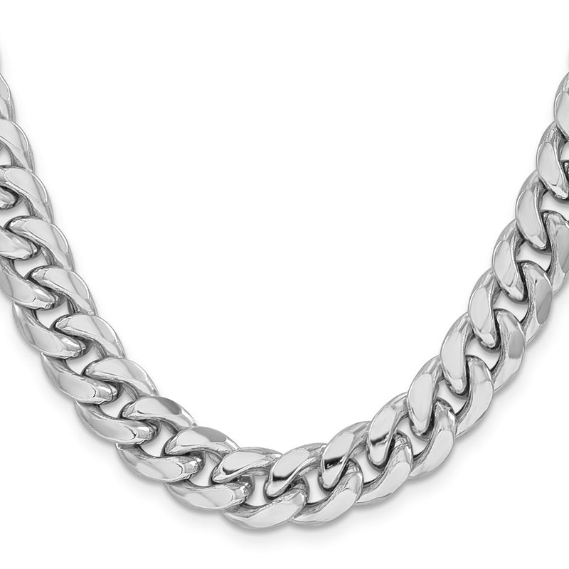 14k White Gold 11mm Semi-Solid Miami Cuban Chain Necklace