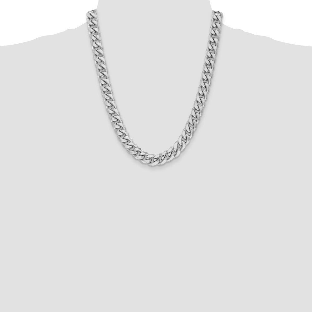 14k White Gold 11mm Semi-Solid Miami Cuban Chain Necklace