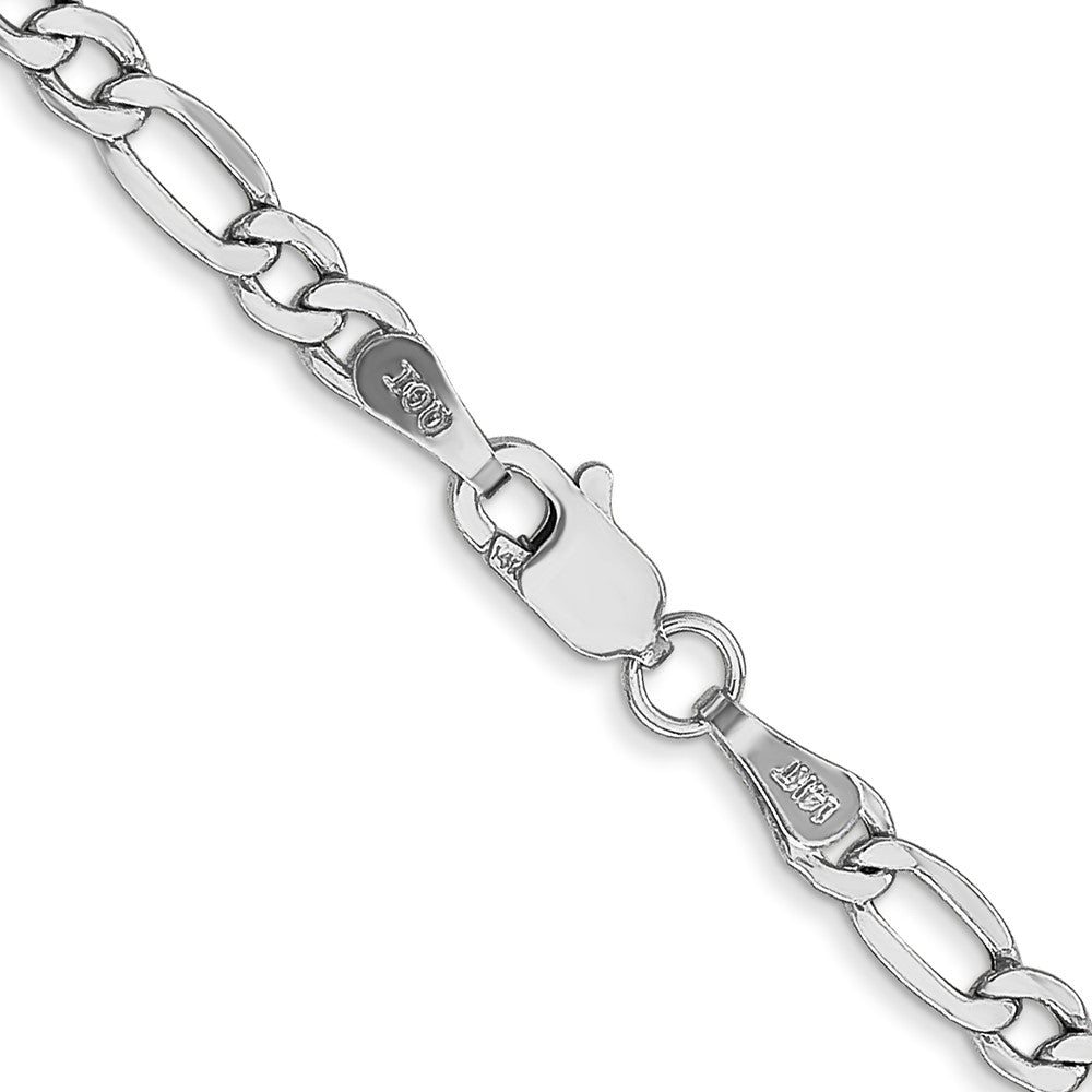 14K White Gold 3.5mm Semi-Solid Figaro With Lobster Clasp Chain Necklace