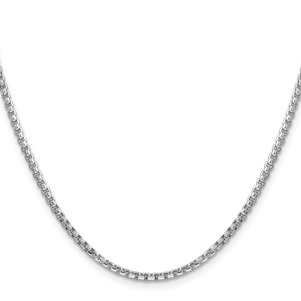 14K White Gold 20 Inch 2.45mm Semi-Solid Round Box With Lobster Clasp Chain Necklace
