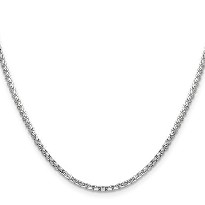 14K White Gold 20 Inch 2.45mm Semi-Solid Round Box With Lobster Clasp Chain Necklace
