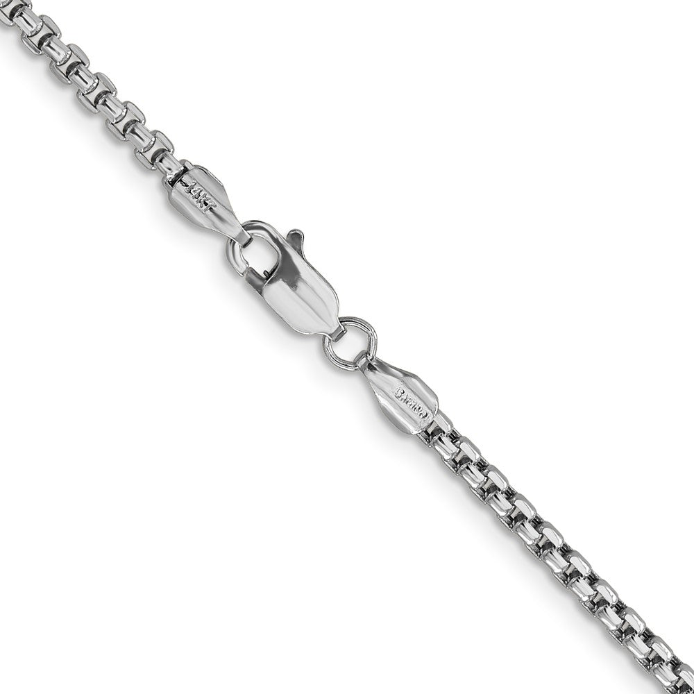14K White Gold 20 Inch 2.45mm Semi-Solid Round Box With Lobster Clasp Chain Necklace