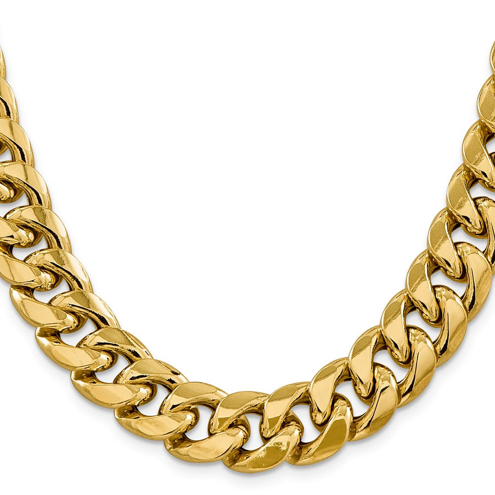 14k Yellow Gold 15mm Semi-Solid Miami Cuban Chain Necklace